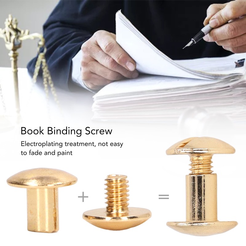 200 Sets Book Binding Screw Uniform Coating Curved Surfaces Brass