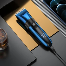 BARBERBOSS BarberBoss Kabelloser, selbstschärfender Bart- und Haarschneider, wasserdicht, mit Keramikklingen, LED-Display, schnelles Aufladen und 8 farbigen Kamm-Aufsätzen QR-2082