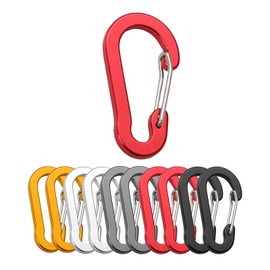 Ferizzia 10 Stück Karabinerhaken Bunt, Karabinerhaken Klein, Karabiner Aluminium mit Federhaken, Aluminium Karabiner D-Ring, Carabiner Set, für Rucksack, Camping, Reisen, Gürtel, Angeln