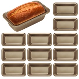 Uiifan 24 Pcs Mini Loaf Pan for Baking Bread Non Stick Small Banana Bread Tins 6.1 x 3.3 x 2.1 Inches Nonstick Tiny Meatloaf Pan Carbon Steel for Oven and Baking (Gold)
