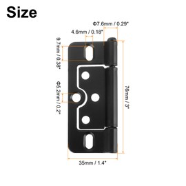 sourcing map 10Pcs 3x1.4 Inch Door Hinges Non-Mortise No Noise Bifold Door Hinges for Cabinet Furniture Window Wardrobe Electrophoresis, Black