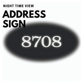 Reflective Address Sign for Yard with Solar Lamp Post – Large House Numbers for Easy Visibility – Decorative Metal Scroll Design – Weatherproof Home Address Plaque with Flag