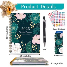 2025 Daily Planner, Agenda 2025,2025 Planner, 6.1" x 8.5" Hardcover 2025 Weekly Planner, Weekly Monthly Planner with Tabs Inner Pocket, Daytimer Schedule Planner January 2025 - December 2025 (B)