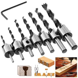 4EVERHOPE Countersink Drill Bit Adjusting, 8 Pieces HSS 5 Flute Countersink Drill Bit Set Screwdriver Reamer Woodworking Countersink Drill Tool 3-10 mm