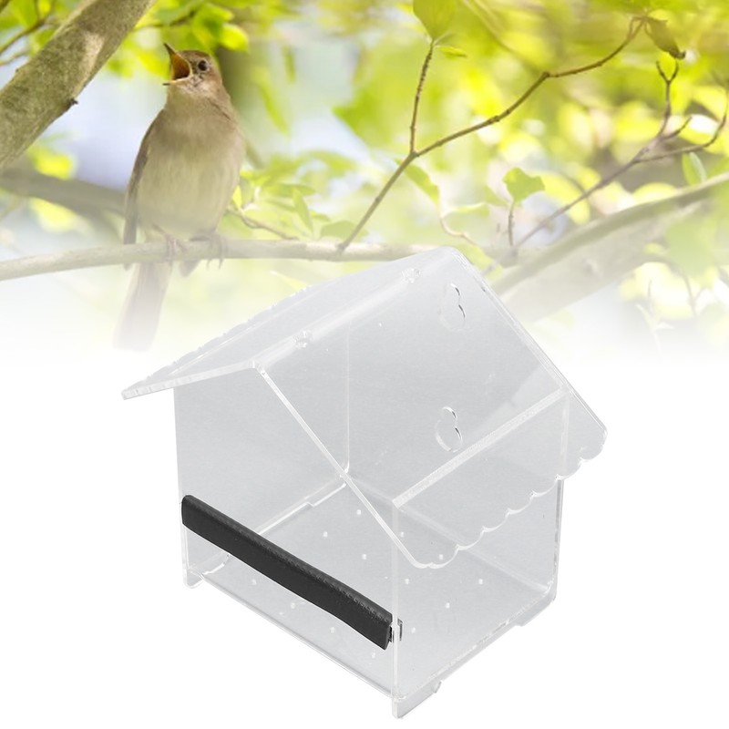 Window Bird Feeder Transparent Large Space Bird Feeder House with
