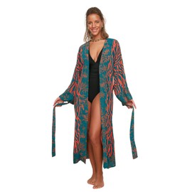 TRENDYOL Women's Beachwear Relaxed Basic V-Neck Woven Kimonos & Kaftans, Very colourful