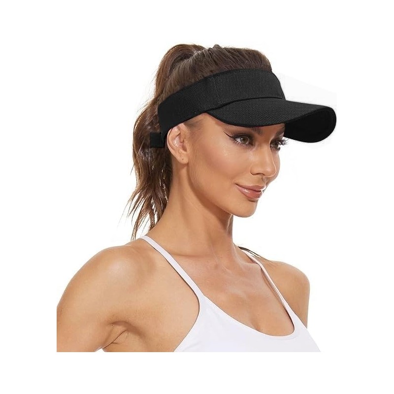 Generic Unisex Adjustable Golf Sports Gym Sun Visor Cap (Black)