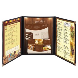 Yescom 30x Menu Cover 8.5X11 6 View Triple Fold Double Stitch Trim Cafe Restaurant Black