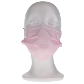 HSB 109112, 3-Play Earloop Face Masks, ASTM Level 1, Pink, PFE 95%, 50/Bx, Case of 40 Boxes