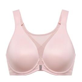 Delimira Women's Front Fastening Bras Posture Plus Size Underwire Unlined Plunge Back Support Seamless Bra Gentle Rose 38G