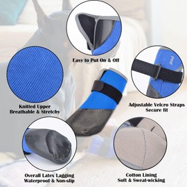 SJJH Dog Shoes Lightweight Dog Boots-Breathable Knitted Paw Protector with Adjustable Strap for Hot Pavement, Rain Walking, Hardwood Floors Anti Slip Reduce Noise, Prevent Licking Paws(Blue,XL)