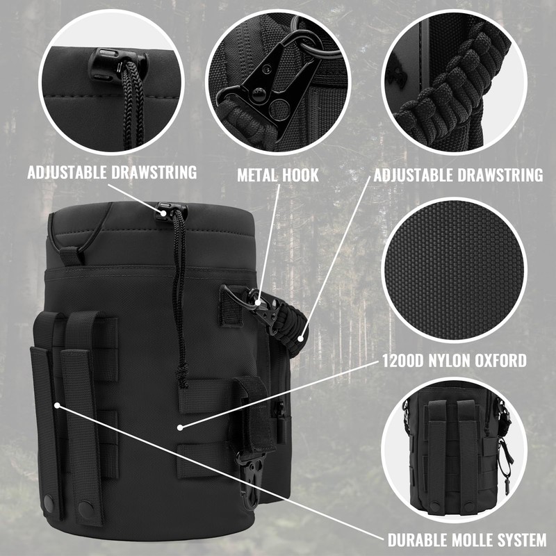 NATURE PIONEOR 32 64 128oz Tactical Water Bottle Pouch, Multi-Function