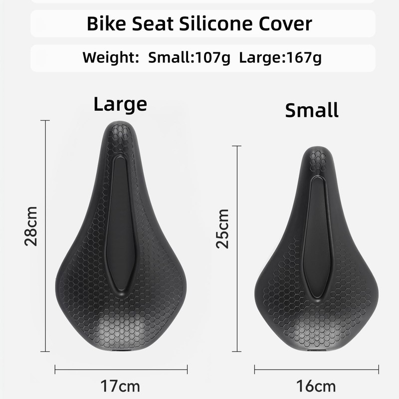 SUKOUSRAM Silicone Bike Seat Cover with Honeycomb Structure (Black, Large)