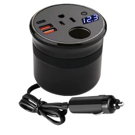 150W/PP300W Car Power Inverter,420W/600W(Peak),900W/2000W(Peak),Car Inverter 12v to 110v,Output LED Display,with Light Strip (Black-Mini)