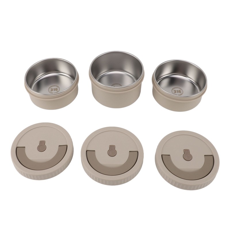 Insulated Food Container Beige 316 Stainless Steel Round Sealed Leak