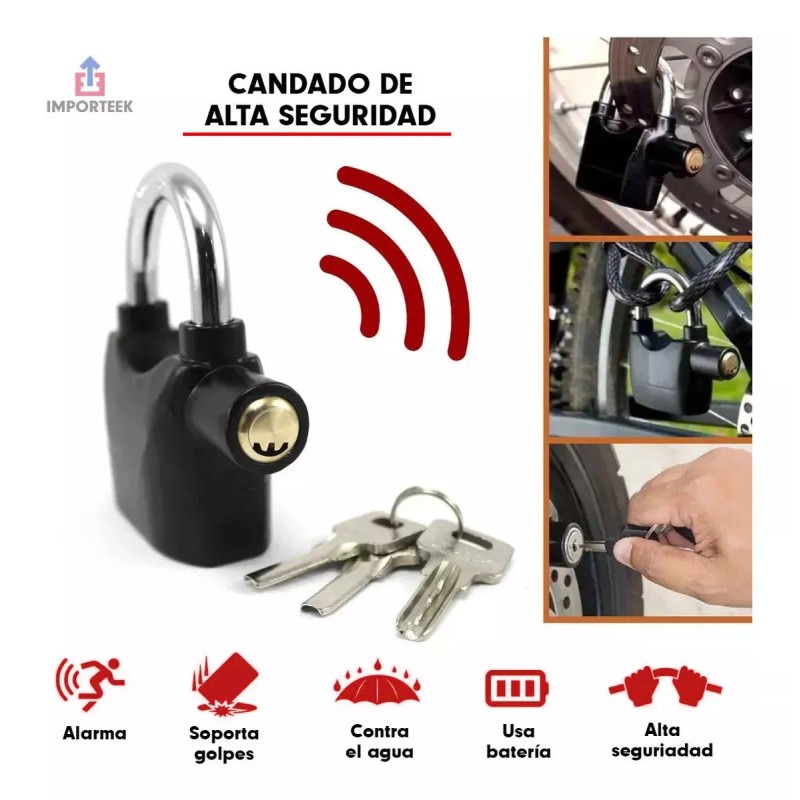 Importeek 5pz Candado Alarma Moto Bicicleta Seguridad Antirrobo