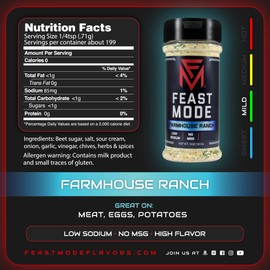 Feast Mode Flavors | Spicy Ranch Pack | 2 count | 5oz seasonings | Farmhouse Ranch | The Heat | meal prep seasoning, low sodium, no msg, low calorie, no artificial fillers, healthy flavoring
