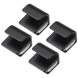 sourcing map 4pcs Glass Door Pull Handles, Zinc Alloy Door Clips Pull Handles with Screw Shower Glass Door Knob Handles for 3-5mm Glass Display Cabinet Furniture Cabinet Drawer Black