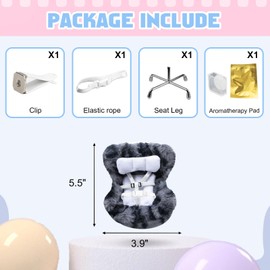 x xotic tech Car Seat for 10-17cm Dolls with Air Vent Clip and Desktop Stand, Cute and Functional Car Ornament for Blind Box Doll Fans, Collectors (Gray Leopard)