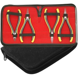 PTL Jewellery Making Pliers Set, 4 Pieces, Slim Line, Flat Nose, Chain Nose, Round Nose, Side Cutters, Beading Tools, Fine Pliers