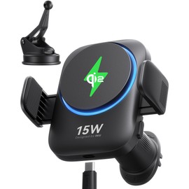 INIU Wireless Car Charger, Qi2 15W Wireless Charging Holder for Cars, 22N MagSafe Compatible Car Mount Charger, Includes Cooling Fin & RGB Light, Compatible with iPhone 17/16/15/14/13/12 Series, Japanese Instruction Manual Included (English Language Not Guaranteed)