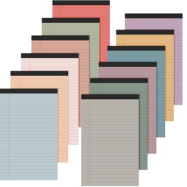 Lincia 12 Pcs 5" x 8" Mini Legal Pads College Ruled 50 Sheets Per Notepad Micro Writing Pads Perforated Note Pads Lined Note Paper for School College Office Professional (Retro Colors)