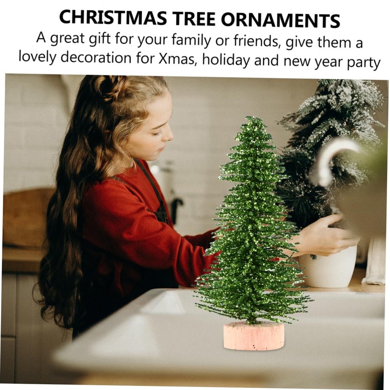 Ipetboom 12 Pieces Miniature Emulation Pine Trees with Base for