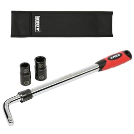 ARES 57001 – Juego de llave de rueda extensible de servicio pesado – Llave de rueda de alto torque se extiende de 447mm a 600mm (17.5 a 23.5 pulgadas) – Incluye 2 enchufes de 6 puntas de doble cara