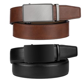 Zitahli Ratchet Belt for Men - 2 Packs Leather Mens belt For Gift Men Dress and Casual,Trim to Fit Size 46"-52"