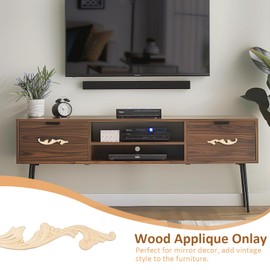 Mingslamas Wood Appliques and Onlays, 1-Pair Decorative Wood Appliques, Unpainted Home DIY Wooden Appliques for Furniture, Door Cabinet Dresser Bed Wall Wardrobe Mirror Frame 25x5cm/9.75"x2"