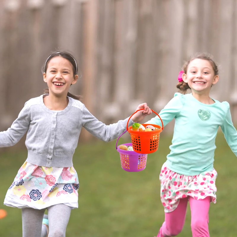 Henjunu 6 x Colourful Easter Baskets, Easter Baskets with Handle,