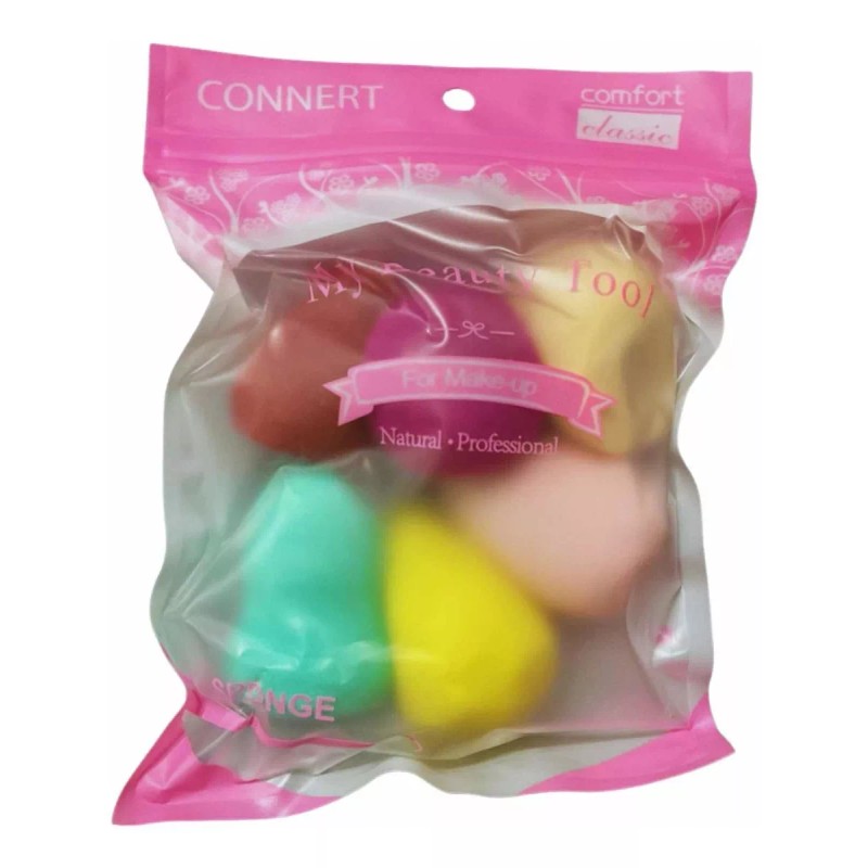 CONNERT Esponjas Para Maquillaje, Bolsa 6 Piezas, Diferentes Colores