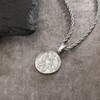 KRKC&CO Mens Coin Pendant Necklace, St. Christopher Stainless Steel Chain