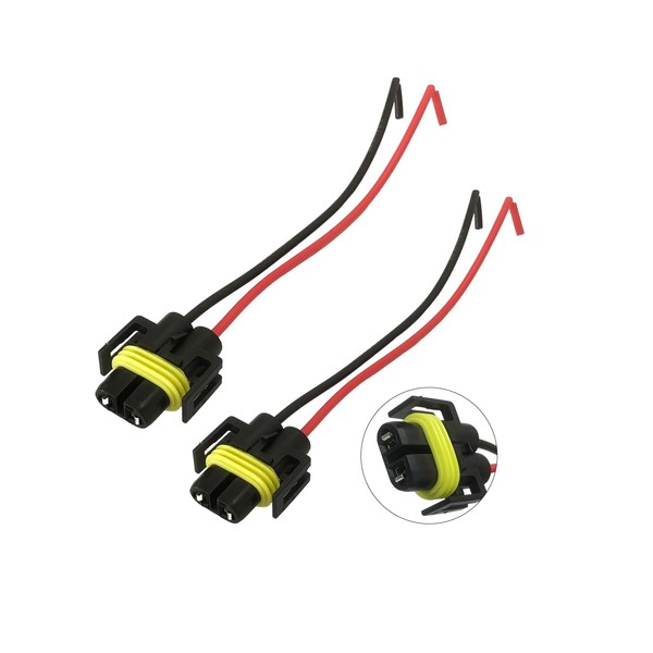 2PCS H8 H9 H11 Female Adapter Wiring Harness Sockets Wire,