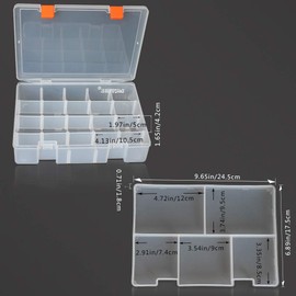 DUOFIRE Clear Plastic Storage Box with Compartment Organizer Box 2 Layers with Adjustable Dividers