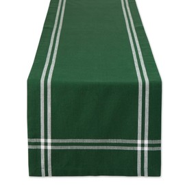 Pre de Provence French Stripe Dining Table Collection Farmhouse Style Table Runner, 14x72 Inches, Balsam Green