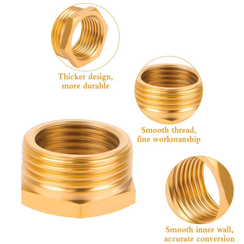 4 Pieces Reducer Adapter, Brass Thread Adapter Hex Water Pipe