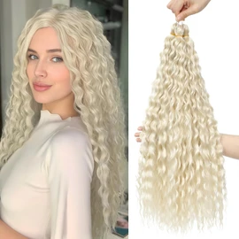 FANLUTYIN 22 Inch Curly Crochet Braiding Hair 3 Packs Ocean Wave Crochet Hair Extensions Deep Wave Synthetic Braiding Hair Curls Hair Twist Water Wave Braided Hair (A1#, 22 Inch 3 Packs)