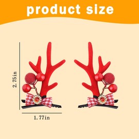 Christmas Reindeer Antlers Hair Clips for Women Girls Hair Barrettes with Deer Ears Hair Pins Christmas Hair Accessories for Women Girls Deer Elk Horn Clips for Thin Thick Hair Xmas Hair Decorations