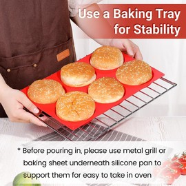 CAKETIME Jumbo Muffin Top Pan, Silicone Egg Molds for Breakfast Sandwiches 4 Inch Large Egg Baking Pan for Oven English muffins, Whoopie Pies, Corn Bread, Egg bites, Tarts 2 Pack Red