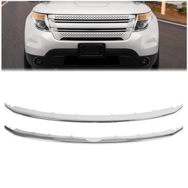 HECASA Upper+Lower Grill Trim Compatible with 2011-2015 Ford Explorer Silvery Front Grille Trim Replacement for BB5Z-8200-AA BB5Z-8200-BA FO1216107 FO1217105 Plastic (ABS）