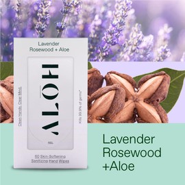 ALŌH Lavender Rosewood + Aloe Sanitizing Hand Wipes - Clean Hands, Clear Mind - On The Go Hand Sanitizer Wipes for Kids and Adults - Travel Size 3 Pack, 20ct Wipes (60 wipes)