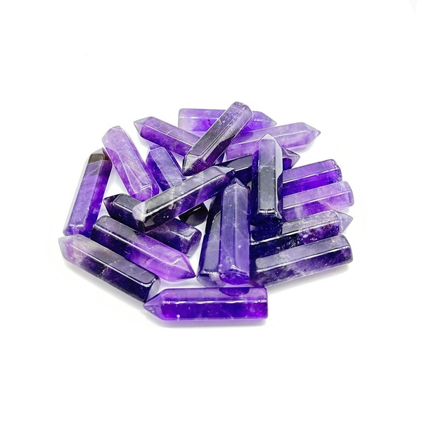 YUEBAYUE 20 PCS Amethyst crystal set Natural Gemstones hexagonal Gemstones