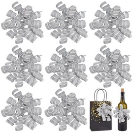 WEBEEDY 8 Pcs Silver Metallic Curly Bows for Gift Wrapping, Self Adhesive Silver Ribbon Bows for Presents Party Wedding Wine Bottles Decorations Christmas Birthday Holiday Home Decor Gift