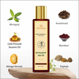 Shravaha Swalp Bhringraj Anti dandruff Hair Oil With Powerful 7 Ayurvedic Herbs Made with Shastorkt Vidhi - Relief from Itchy & Dry Scalp - Reduces Hair Fall due Dandruff - 100 ml