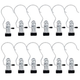 Huji Laundry Hanging Hooks Clothes Boots Chrome Pins Clips Hangers (12PK)