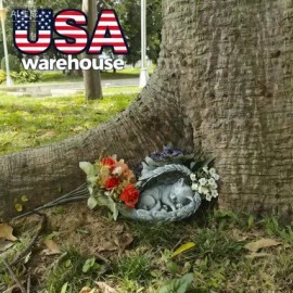 [Angel Cat Statue Memorial] Memorial Gifts for Cat Lost - Angel Cat Statue, Sleeping Statue Memorial Stone Grave MarkerColor: Gray, Size: M