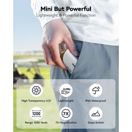 REDTIGER Mini Range Finder Golf with Slope, Pin Lock Vibration, 1200 Yards & IP65 Laser Golf Range Finder, 7X Magnification, Magnetic Mount, Rechargeable Battery Rangefinder