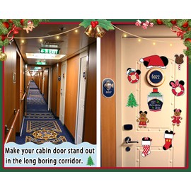 10 Pcs Christmas Cruise Door Decorations, Festival Cruise Magnetic Decorations for Cabin Door, Magnetic Reusable Cruise Magnets for DCL, and Major Cruise Lines(Christmas)