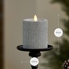 Luminara Brilliant Silver Glitter Ribbed Flameless LED Candle Moving Flame